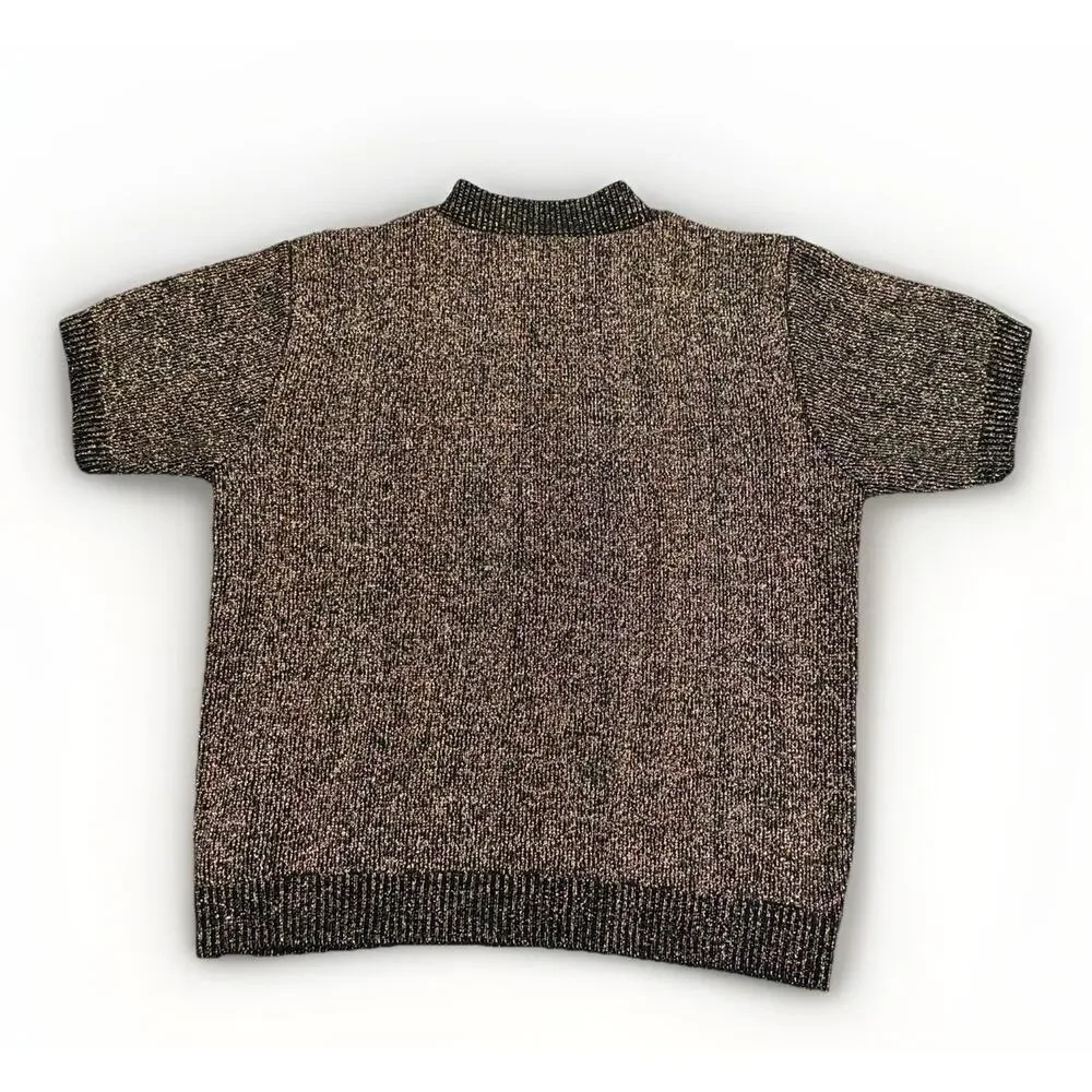 Carly Blake Women’s Vintage Holiday Sweater Gold Black Metallic M USA RN 63595